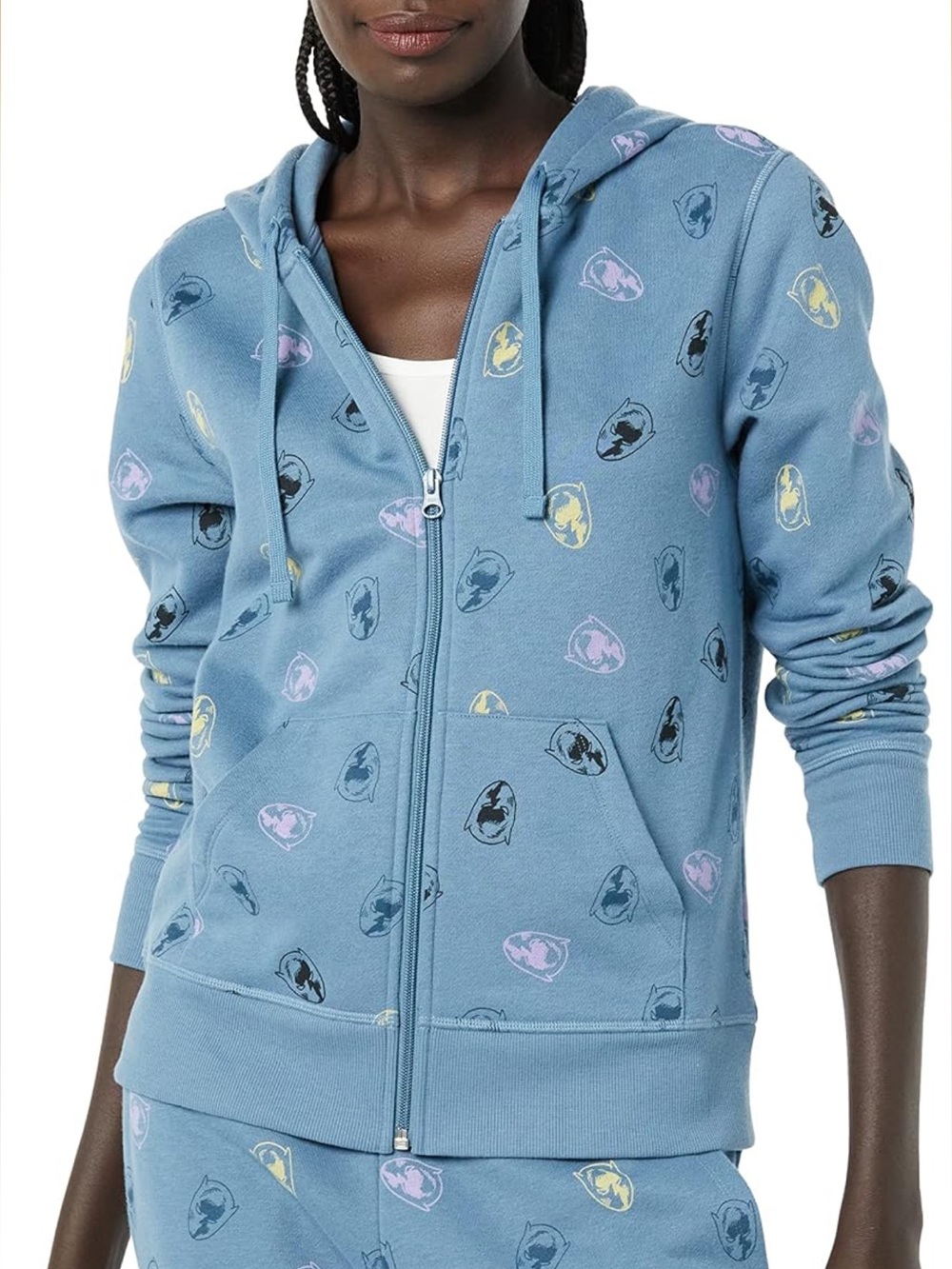 Womens Blue Pastel Zip-Up Super Soft Marvel Hoodie Small